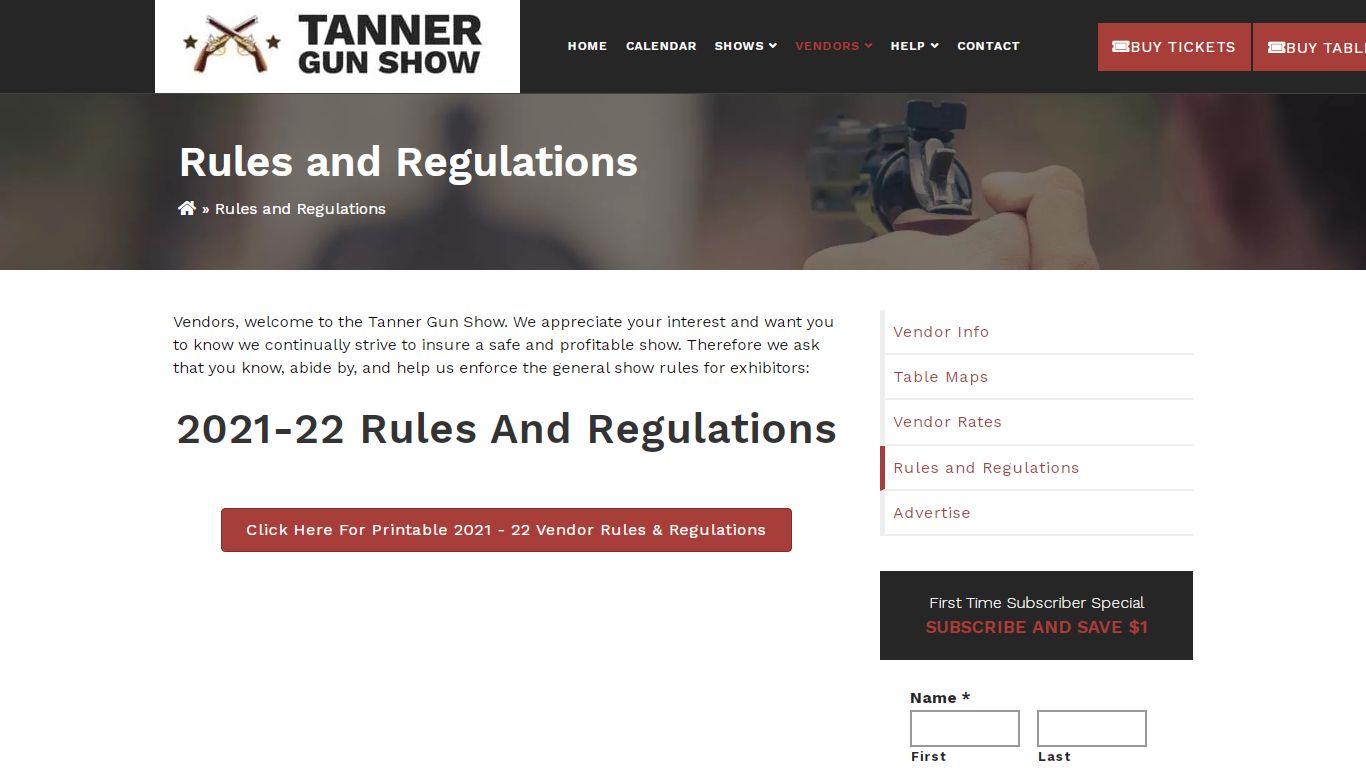 Rules and Regulations | Tanner Gun Show